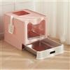 OHMG Lettiera per Gatti, Chiusa, Casa di Toilette in Acciaio Inox, Piatto Rimovibile, Palletta, per Gatti Grandi, Capacità di Carico 15 kg, Anti-tracce, Anti-perdite
