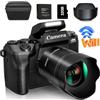Saneen Fotocamere digitali 4K per fotografia e video, touch screen WiFi da 64 MP, fotocamera vlogging per YouTube con flash, scheda da 32 GB, parasole, batteria da 3000 mAh