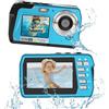Yuejewlry Fotocamera subacquea 4K, 4K 48MP Full HD, fotocamera galleggiante compatta, impermeabile 3M per immersioni, surf, rafting, selfie a doppio schermo, zoom digitale, luce riempitrice 16X, supporto