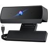 XOCLON Webcam, webcam HD 1080p con microfono, fotocamera USB per computer portatile e desktop, plug & play, suono stereo, correzione automatica in condizioni di scarsa illuminazione, per zoom/Skype/FaceTime