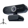LEIYTFE Webcam Per Computer 4K Telecamera Per Sale Conferenze Ultra HD F/1.8 Per Video, Microfono Integrato E Copertura Per La Privacy, Webcam USB Con Angolo Regolabile(With Tripod)