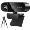 NGBFF Webcam, Webcam for PC Web Camera Mini Web Cam con microfono Usb Webcan Messa a fuoco automatica 4K 2K 1080P Full HD Stream Camera for computer portatile(2K With Tripod)