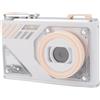 Tbest 1080p HD 48MP 8x Zoom Fotografico Digitale Fotografia Portatile a Due Lenti Argento Ricaricabile (WHITE)