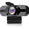 Jinpei Webcam 2K QHD con copertura per privacy, microfono, webcam per computer, Plug and Play, per Zoom/Skype/Team, conferenze e videochiamate JW-05B (2K)