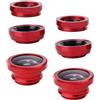 HOMSFOU Kit Obiettivi per Smartphone 2 Set 180 Gradi 0, 67x Metallo Rosso | Borsa in Microfibra, per Viaggi e Paesaggi, Include Lente Grandangolare e Macro 10x