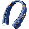 Kznifmk Ventilatore Portatile da Collo, Ventilatore Personale Ricaricabile A Libere, Ventilatore Regolabile per, Viaggi, Ufficio Blu