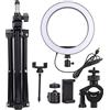 Sxhlseller Luce Ad Anello a LED da 10 Pollici, Lampada Fotografica con Porta USB Dimmerabile con Clip per Telefono e Treppiede Pieghevole, 3 Modalità di Illuminazione, Luce Ad Anello per Selfie per la Registrazi