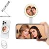 Hayenda Specchio per selfie 3 in 1 con supporto magnetico con luce LED per iPhone, telefoni Android e laptop, argento, 3 luminosità, 3 modalità di illuminazione, con 2 anelli in metallo, supporto con Magsafe