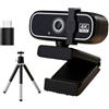 JOJIDE Webcam USB 4K Ultra HD con messa a fuoco automatica con copertura for la privacy, adattatore di tipo C