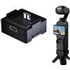 TEHAOUU Supporto compatto per treppiede e base di ricarica compatibile con DJI Osmo Pocket 3 - Supporto in lega di alluminio con gambe a distribuzione automatica e porta di tipo C per un uso desktop stabile