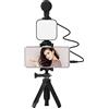 Andoer Smartphone Vlogging Kit Supporto telefono treppiede + microfono + luce video + clip + cavo audio da 3,5 mm da TRS a TRRS per la registrazione di video in streaming live