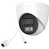 PUSOKEI Telecamera Dome IP PoE da 5 MP, Microfono Integrato, Doppia Luce LED, H.265, WDR, Obiettivo da 2,8 Mm, Grandangolo, Telecamera di Sicurezza Cablata per Interni Ed Esterni