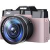 DMETE Fotocamera digitale da 48 MP for fotografia 3quot;Capovolgi e ruota lo schermo Videocamera selfie 4K Zoom digitale 16X Videocamere in streaming Regalo per principianti(NO TF Card,With Lens-03)