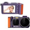 VBESTLIFE Fotocamera Digitale 4K, Fotocamera a Doppia Schermata UHD da 70 MP, Zoom 50x, Punto Portatile e Fotocamera Digitale per Adolescenti, Adulti, Selfie (Viola)