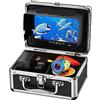 LLOOPK Fish Finder Kit Monitor a colori da 7 pollici Subacquea 12pcs Telecamera da pesca IR 15M 30M 50M Cavo Custodia da trasporto in alluminio Impermeabile(B IR 15M)