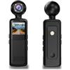 VBESTLIFE Fotocamera Corpo FHD 1080P, Mini Videocamera Tascabile Audio e Video Telecamera con Rotazione di 180°, WiFi, Visione Notturna, Luce di Riempimento a LED, per Sport All'aria