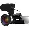 DMETE Full 4K UHD Digital Camera Stream Camera 4K Vlog Camcorder Videoregistratore digitale 18X 48MP Webcam Time Lapse Regalo per principianti(128G SD Card,With Lens MIC)