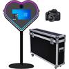 PAAFNN Specchio a forma di cuore con cornice LED RGB per selfie, portatile, touch screen da 21,5, per feste, eventi, matrimoni (nero, cabina fotografica + fotocamera)