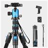 BONFOTO Treppiede per fotocamera da 77 pollici per DSLR, telefono con testa a sfera panoramica a 360° staccabile, 2 piastra QR, treppiede da viaggio compatto pieghevole in alluminio leggero, borsa inclusa per