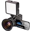 QZCX Videocamera Digitale, 4K 56MP. Videocamera videocamera Vlogging fotocamera digitale fotocamera digitale Vlogging con 3,0 pollici HD Touch Screen / Night Vision / WiFi Microfono esterno(128GB SD Card,C