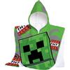 hermet, Telo Mare Con Cappuccio Minecraft, Poncho Mare Maxi da Bambino, 60x60 cm, Asciugamano da Spiaggia o Piscina, 100% Morbido Cotone