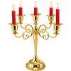 YOUEON Candelabro in oro 5 braccia, portacandele alto in metallo da 10,4 pollici per candele pilastro di diametro 1 pollice, portacandele conico, decorazione candelabro, matrimonio
