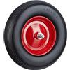 Relaxdays Ruota per carriola 16x4.00-8, Gomma Piena Fino a 200 kg, Cerchio e ASSE in Acciaio, Ricambio, Nero-Rosso