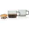 AdHoc Impact - Set di 2 tazze da caffè, 300 ml, per tè, latte, cappuccino con manico, in vetro borosilicato resistente al calore