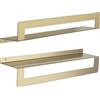 Gedy Cleo Mensola Bagno Doppia Funzione, Portaoggetti Bagno e Porta Asciugamani, Realizzata in Acciaio Inox AISI 304 Finitura Oro Opaco, Dimensioni L50xP10xH9,5cm Fissaggio a Muro con Viti Incluse