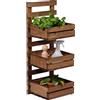 dobar® Green label 58388FSCe - Scala per fiori a 3 livelli, per il montaggio a parete, flessibile, in legno robusto, per giardino, terrazza, balcone, 29,5 x 26,5 x 74,5 cm, colore: Marrone