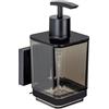Wenko Vacuum-Loc® Dispenser di sapone Quadro, dispenser da 340 ml in plastica con supporto in acciaio inossidabile, fissaggio senza forare, nero