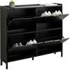 Relaxdays Scarpiera Ribaltabile, 4 Scomparti, 16 Scarpe, HLP: 90 x 100 x 19 cm, scarpiera Slim, Nera