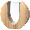LEONARDO HOME Legno 025645 - Vaso moderno in vetro e legno, fatto a mano, opera d'arte senza tempo, vaso di fiori, design elegante con piacere di lunga durata, altezza 19 cm, marrone, 025645