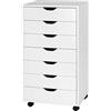FANTASK Cassettiera da ufficio con ruote, cassettiera portatile con 7 cassetti, cassettiera a rotelle, armadietto a rotelle, per casa, ufficio, bianco
