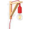 B·LED BARCELONA LED YOJO Nordic Applique da parete - Squadra in legno e pendente in silicone (rosso)