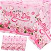 mokeja party Confezione da 4 tovaglie decorative per la festa della mamma, 178 x 101 cm, rettangolari, rosa, per festa della mamma, feste all'aperto, in plastica, usa e getta, impermeabili