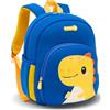 PROTAURI Zainetto Asilo Bambino 2-5 Anni 10.8L, Blu Reale Dino | cinturino pettorale riflettente impermeabile traspirante ergonomico Dinosauro 3D