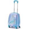 Disney Store Official trolley Frozen, 30 x 23 x 48 cm, valigia rigida blu per bambini, con manico telescopico, ruote multidirezionali, con Elsa, Olaf e motivo a fiocchi di neve
