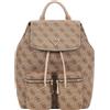 GUESS Zaino monogramma, colore marrone, chiusura con coulisse, tasca con cerniera
