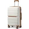 British Traveller Valigia Rigida 76cm Trolley Grande PP Leggero con TSA Lucchetto (28pollici, Bianco)
