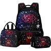 Jilijia Hazbin Set di 3 zaini per hotel, astuccio per matite, borsa a tracolla Alastor/polvere d'angelo/Charlie Morningstar con stampa 3D per laptop, 43 x 30 x 16 cm, Modern