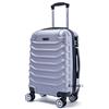 R.Leone Valigia da 1 pezzo Fino a Set 4 Trolley Rigido grande, medio, bagaglio a mano e beauty case 8 ruote in ABS 2026 (Argento, M Medio)