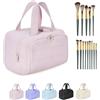 XiaoerYu Maison Ginza Cloud Carry Bag - Generoso beauty case impermeabile e organizer per cosmetici con ampia apertura, design a doppia cerniera, maniglia superiore e scomparti separati asciutti e bagnati