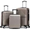 R.Leone Valigia da 1 Fino a Set 4 Trolley Rigido grande, medio, bagaglio a mano 55x40x23 cm Wizz, ITA Airways e bagaglio 45x36x20 cm EasyJet in ABS 8005 (Oro, Set 3 Pezzi XS M L)