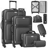 KESSER® Set di 4 valigie da viaggio, trolley in tessuto, con serratura TSA a 3 cifre, ruote a 360° e manico telescopico, borsa per cosmetici, valigia leggera e grande valigetta per affari e viaggi