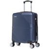 R.Leone Valigia da 1 Fino a Set 4 Trolley Rigido grande, medio, bagaglio a mano 55x40x23 cm Wizz, ITA Airways e bagaglio 45x36x20 cm EasyJet in ABS 8005 (Blu, S Bagaglio 55x40x23cm)