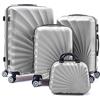 R.Leone Valigia da 1 pezzo Fino a Set 4 Trolley Rigido grande, medio, bagaglio a mano adatto Ryanair 55x40x20cm e beauty case 8 ruote in ABS 2092 (Argento, Set 4 XS S M L)