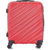 R.Leone Valigia Trolley Bagaglio a mano Rigido Ultraleggero in ABS 4 Ruote Autonome (Rosso, 2130 Valigia 56x45x25cm)