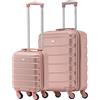 Flight Knight Suitcase Set Of 2 Lightweight 4 Wheel ABS Hard Case Cabin Carry On Hand Luggage - Ryanair Maximum Size For Overhead Cabin & Under Seat Carry-On - 55x40x20cm & 40x20x25cm