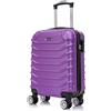R.Leone Valigia EasyJet 45x36x20 cm Trolley Bagaglio a mano in ABS 4 ruote smontabili 2026 (Viola, XS Bagaglio low cost)